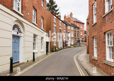 Elegant terraced Georgian style brick town houses in the English town of Shrewsbury Stock Photo