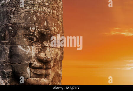 Bayon face Angkor wat Cambodia Stock Photo