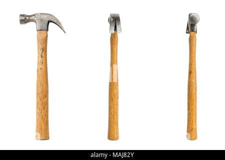 old claw hammer seen from three sides Stock Photo