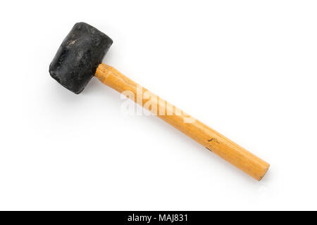 old, used rubber mallet, isolated on white Stock Photo