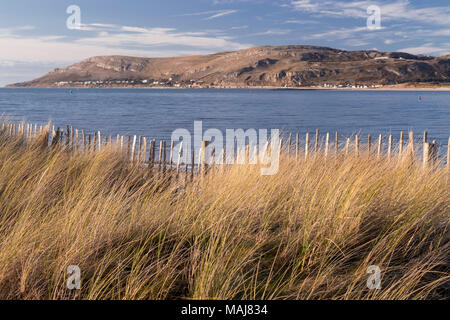 Great Orme at Llandudno on the North Wales coast from Conwy Morfa on a sunny day Stock Photo