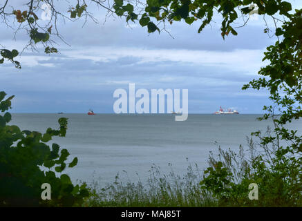 marine petroleum platform, drilling rig oil rig at sea, a drilling rig in the sea, offshore oil wells Stock Photo