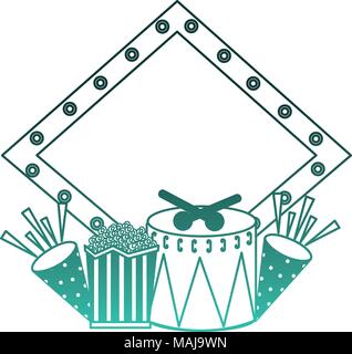 diamond frame with carnival elements vector illustration design Stock Vector