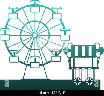 circus pumps air shop with panoramic wheel vector illustration design Stock Vector