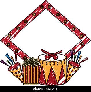 diamond frame with carnival elements vector illustration design Stock Vector