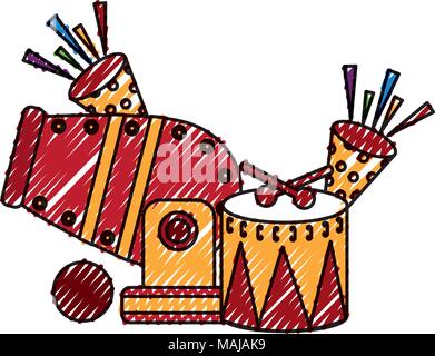 circus cannon with cornets and drum vector illustration design Stock Vector