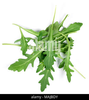 Fresh arugula or rocket leaves, isolated on white background. Arugula salad. Stock Photo