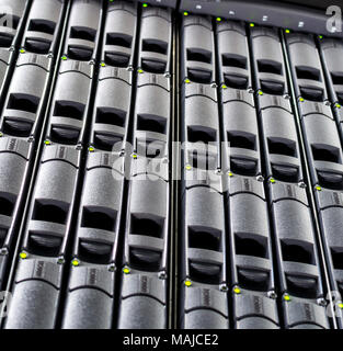 Computers and servers in datacenter. Data storage and cloud services Equipment in the rack in datacenter Stock Photo
