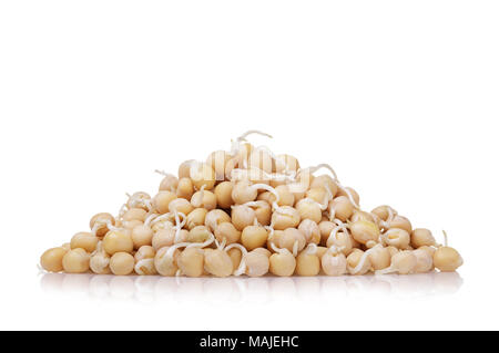 Heap of sprouted peas isolated on white background Stock Photo