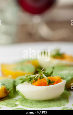 green sauce with eggs and potato Stock Photo