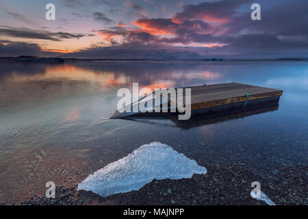 Sunset at jokulsarlon lagoon in Iceland Stock Photo