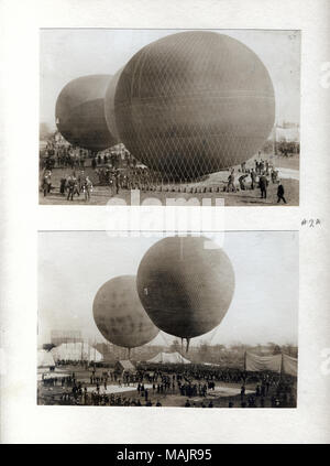 Title: Crowds watch ascensions at the Gordon Bennett Air Races in Forest Park, 21 October 1907.  . 1907. Harry Dudley Stock Photo