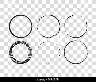 Hand drawn elements for logotype with  circles, isolated on background and easy to use. Vector illustration. Round logo. Stock Vector