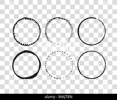 Hand drawn elements for logotype with  circles, isolated on background and easy to use. Vector illustration. Round logo. Stock Vector