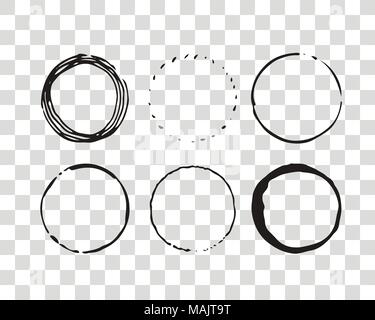 Hand drawn elements for logotype with  circles, isolated on background and easy to use. Vector illustration. Round logo. Stock Vector