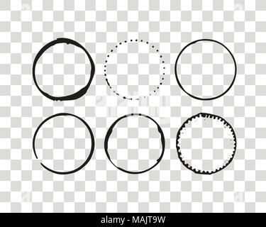 Hand drawn elements for logotype with  circles, isolated on background and easy to use. Vector illustration. Round logo. Stock Vector