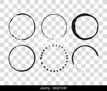 Hand drawn elements for logotype with  circles, isolated on background and easy to use. Vector illustration. Round logo. Stock Vector