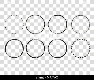 Hand drawn elements for logotype with  circles, isolated on background and easy to use. Vector illustration. Round logo. Stock Vector