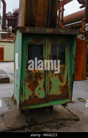 rusty industrial old corroded electric control cabinets Stock Photo