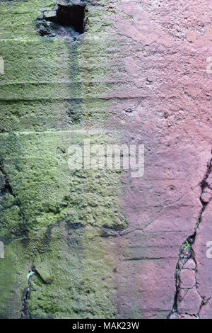 A concrete wall as a background covered with old moss Stock Photo
