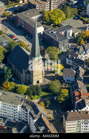 Aerial view, old town Muelheim, half-timbered house, Muelheim an der Ruhr, Ruhr area, North Rhine-Westphalia, Germany, Europe, birds-eyes view, aerial Stock Photo