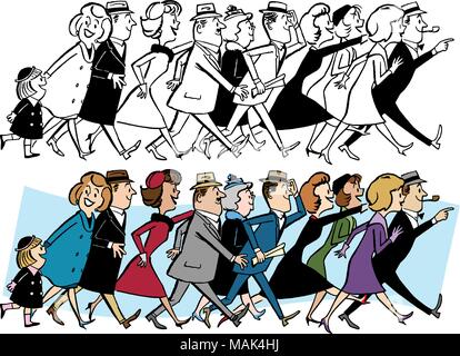 A crowd of business people all walking in the same direction. Stock Vector