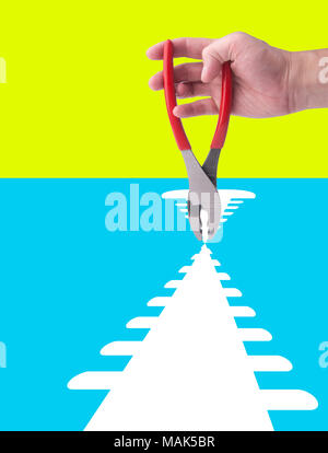 Pliers or Pliers in hand on the background Stock Photo