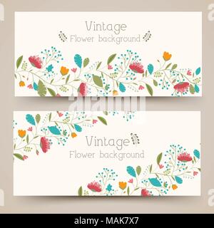 retro flower vertical banners concept. Vector illustration design Stock Vector