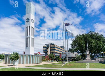 new zealand palmerston north city centre The hopwood clock tower in the square Palmerston north city centre new zealand north island Stock Photo