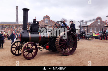 A vintage steam roller at the Festival of Steam and Transport in Chatham Historic Dockyard. Stock Photo