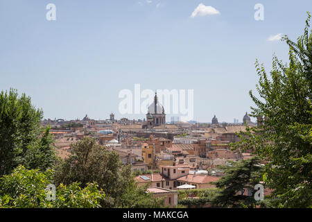 The skyline of Rome from Terrazza del Pincio looking across the city with it's domes and bell towers from just some of the many churches in amongst th Stock Photo