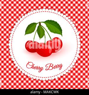 Cherry berry label vector background Stock Vector