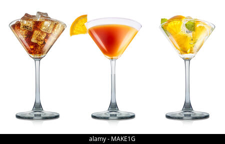 Set of cocktails isolated on white background Stock Photo