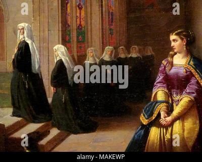 .  English: Close-up of the painting 'Lady Clara de Clare', inspired by original poem 'Marmion' (1808) by Walter Scott. Located at Virginia Museum of Fine Arts in Richmond, Virginia.  . circa 1869 Stock Photo