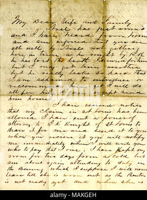 Title: Letter from Jno. T. Duff, Cairo, to My Dear Wife and Family, March 17, 1862  . 17 March 1862. Duff, John T. Stock Photo