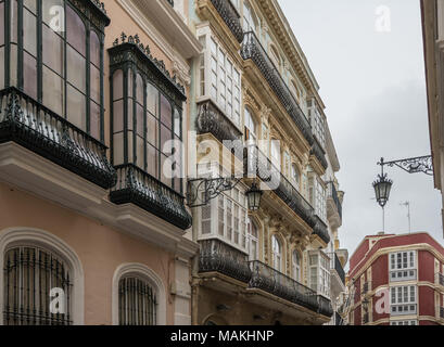 Ornate balconies in Cadiz, Southern Spain Stock Photo