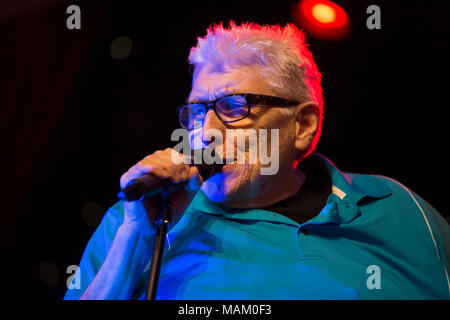 Nantwich, Cheshire, UK. 2nd April, 2018. Chris Farlowe performs live at the Nantwich Civic Hall as part of the Oh Boy It's the non-stop Sixties show during the 22nd Nantwich Jazz, Blues and Music Festival. Credit: Simon Newbury/Alamy Live News Stock Photo