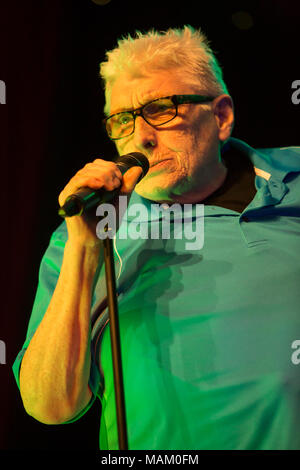 Nantwich, Cheshire, UK. 2nd April, 2018. Chris Farlowe performs live at the Nantwich Civic Hall as part of the Oh Boy It's the non-stop Sixties show during the 22nd Nantwich Jazz, Blues and Music Festival. Credit: Simon Newbury/Alamy Live News Stock Photo