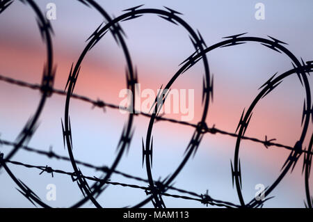 Richmond, British Columbia, Canada. 15th Jan, 2014. A high-security fence topped with both razor and barbed wire. Credit: Bayne Stanley/ZUMA Wire/Alamy Live News Stock Photo