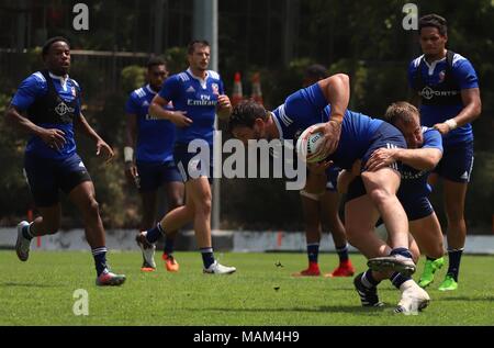 Hong Kong, CHINA. 3rd Apr, 2018. U.S. RUGBY TEAM training for annual CATHAY PACIFIC/HSBC RUGBY SEVENS 2018 HONG KONG kicking off this Saturday. Apr-3, 2018 Hong Kong.ZUMA/Liau Chung Ren Credit: Liau Chung Ren/ZUMA Wire/Alamy Live News Stock Photo