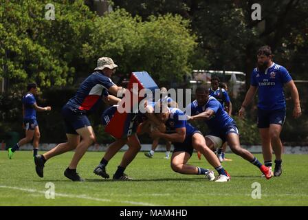 Hong Kong, CHINA. 3rd Apr, 2018. U.S. RUGBY TEAM warm up for coming CATHAY PACIFIC/HSBC RUGBY SEVENS 2018 kicking off this Saturday. Apr-3, 2018 Hong Kong.ZUMA/Liau Chung Ren Credit: Liau Chung Ren/ZUMA Wire/Alamy Live News Stock Photo