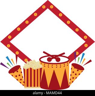 diamond frame with carnival elements Stock Vector
