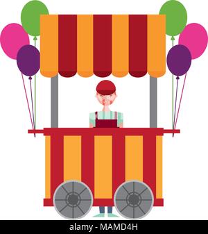 circus pumps air shop with salesman Stock Vector