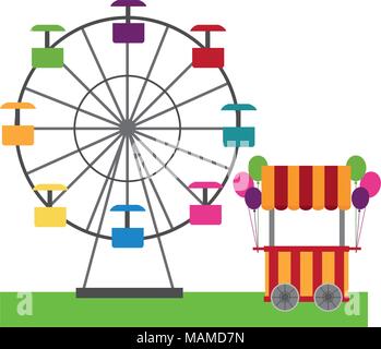 circus pumps air shop with panoramic wheel Stock Vector