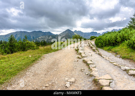 Hiking trail in mountains, landscape, Tatra National Park, Poland Stock Photo