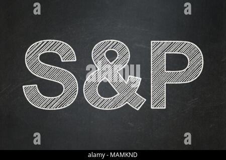 Stock market indexes concept: S&P on chalkboard background Stock Photo