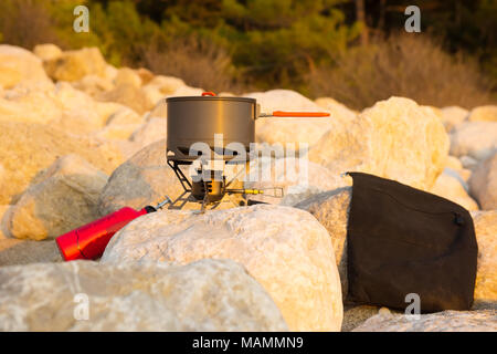 Tourist equipment and tools: camping gas Stock Photo