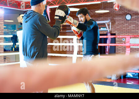 Tough Boxer training in Ring Stock Photo