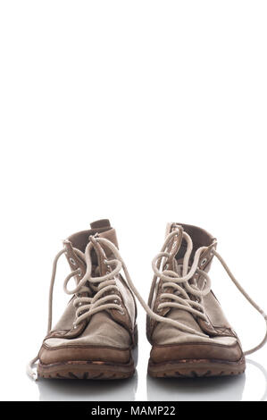 Old shoes on white background Stock Photo