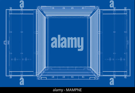 Cargo container. Wire-frame style Stock Photo